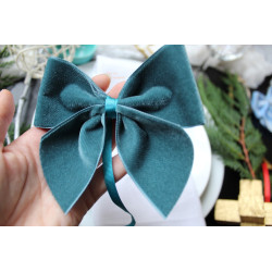 Teal French Velvet bows