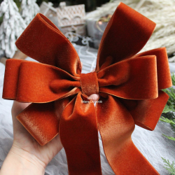 9" Burnt Orange Velvet Bow...