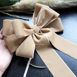 9" Beige Velvet Bow Ties