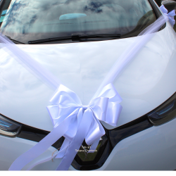 Wedding car set in white satin