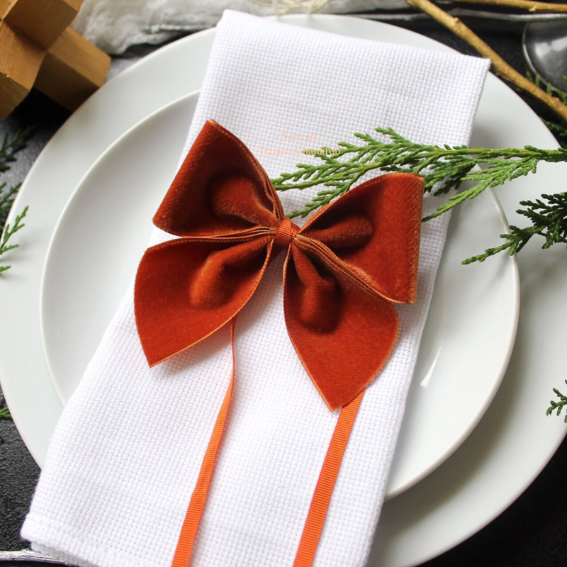 Burnt Orange French Velvet bows