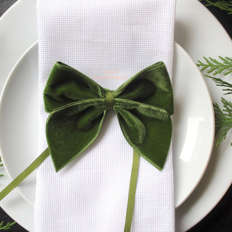 Green Moss French Velvet bows